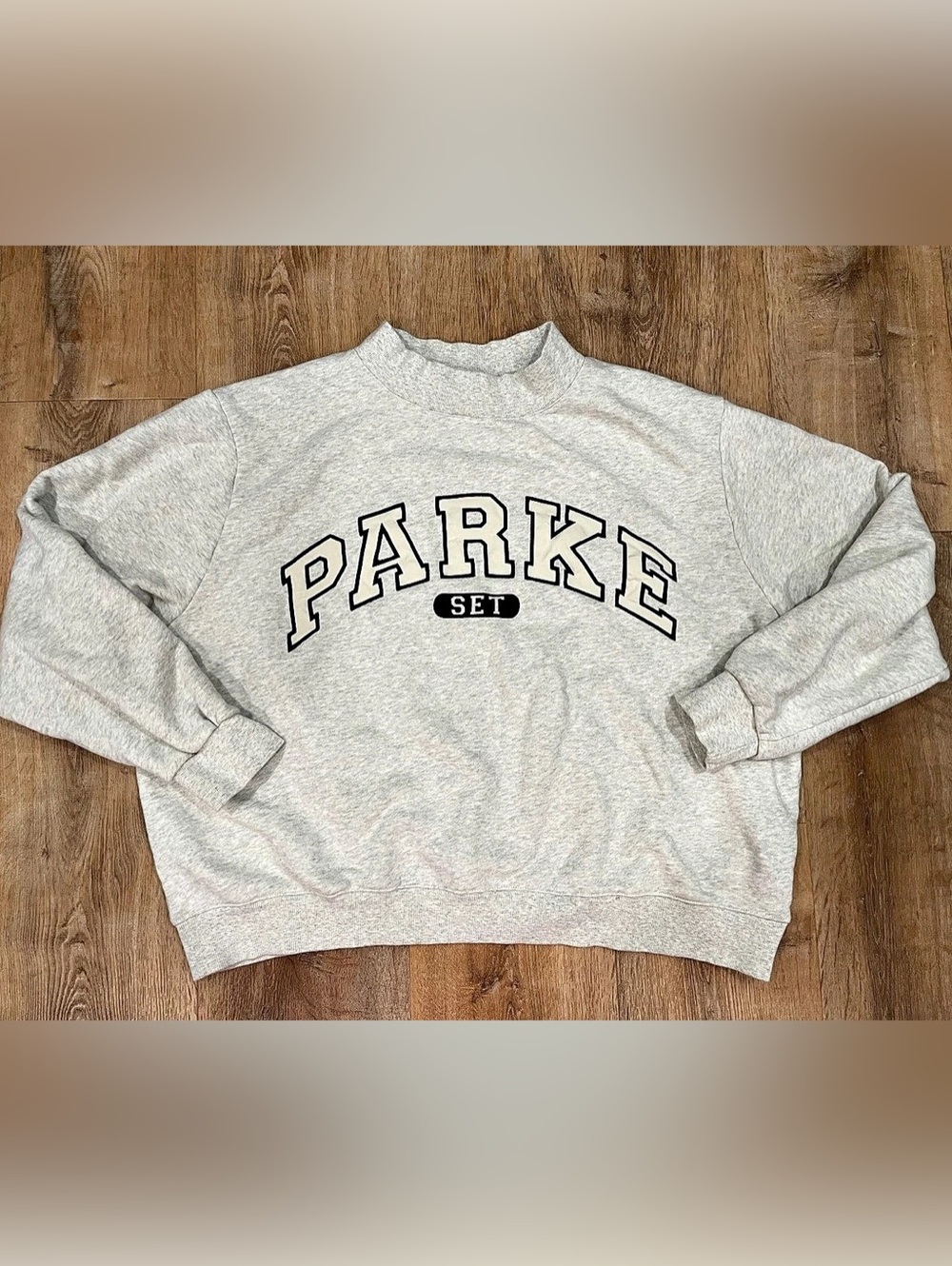 PARKE x SET active OG Varsity Mockneck Graphic Sweatshirt Gray XXL